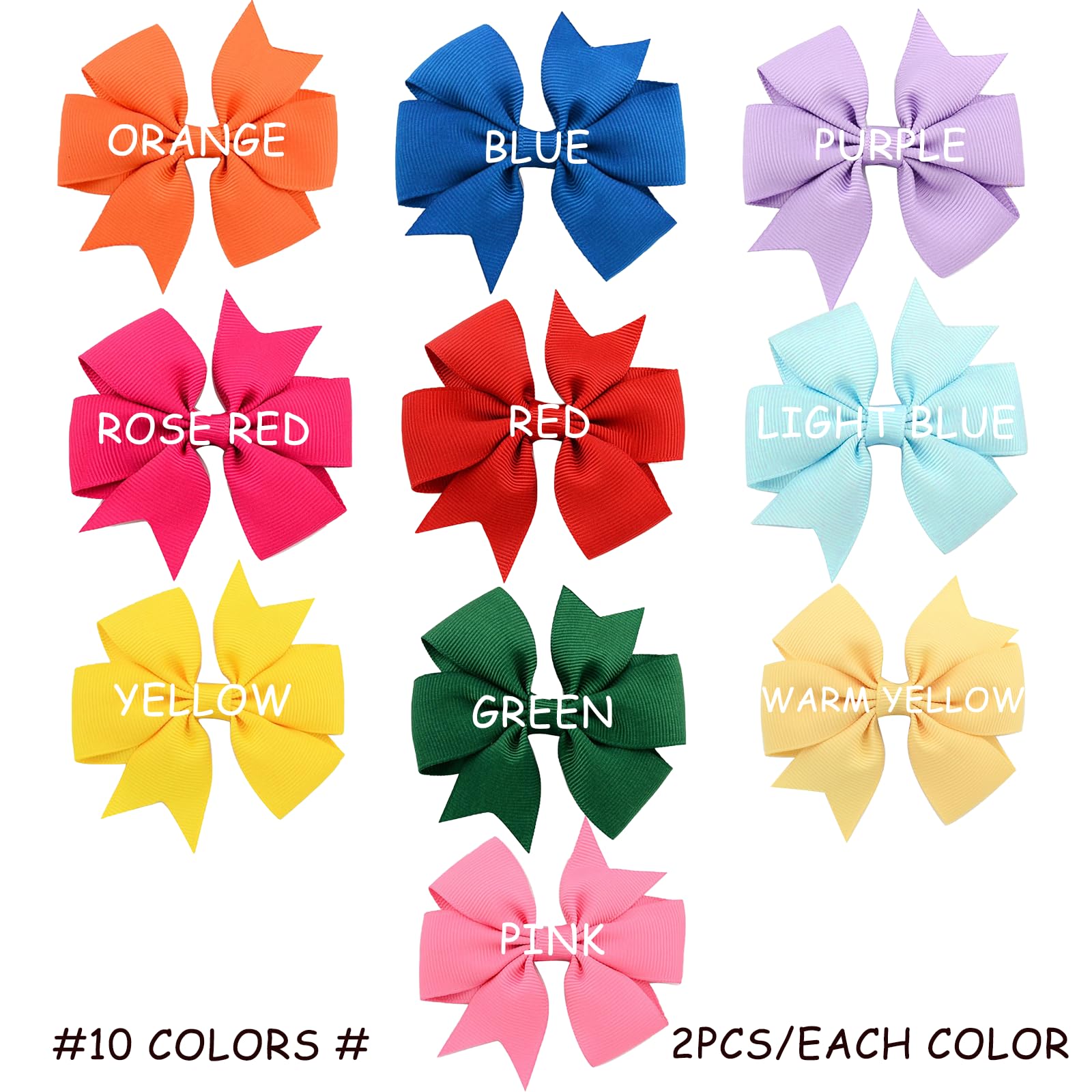 Cosyhav Hair Bows,Hair Bows For Girls,Grosgrain Ribbon Hair Clips Suitable For Baby,Toddlers,Little Girls(10 Colors,20pcs) - Image 2