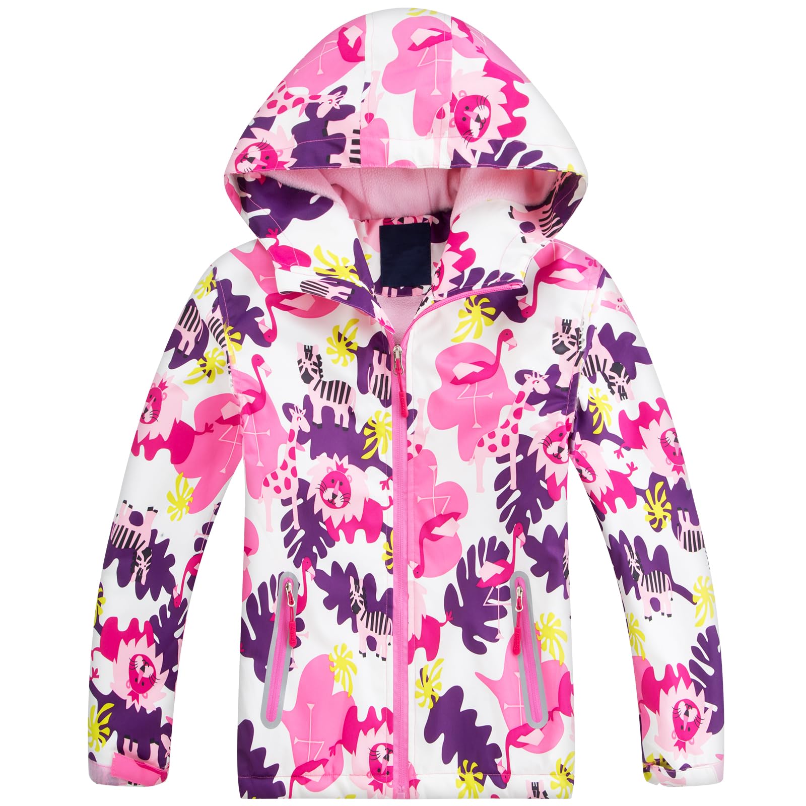 Fewlby Giacca Impermeabile con Cappuccio, Bambini Giacca a Vento Impermeabile con Cappuccio Cappotto Foderato in Pile Ragazze Capispalla, 9-10 Anni
