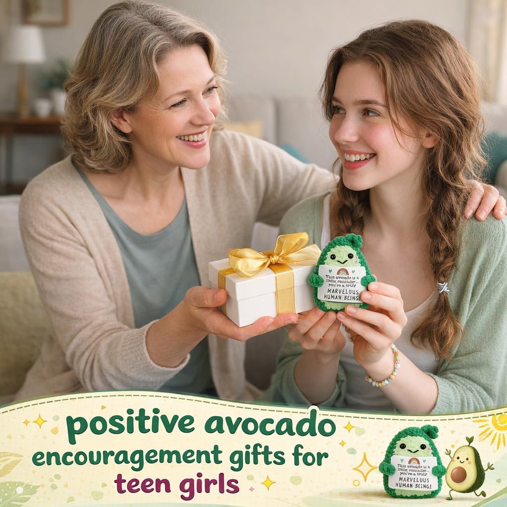 MY-ALVVAYS Positive Avocado Crochet Graduation Gift for Friend Father's Day Women Coworker, Thank You Avocados Supports Encouragement Gifts, Cute Handmade for Mom Father Teacher Birthday