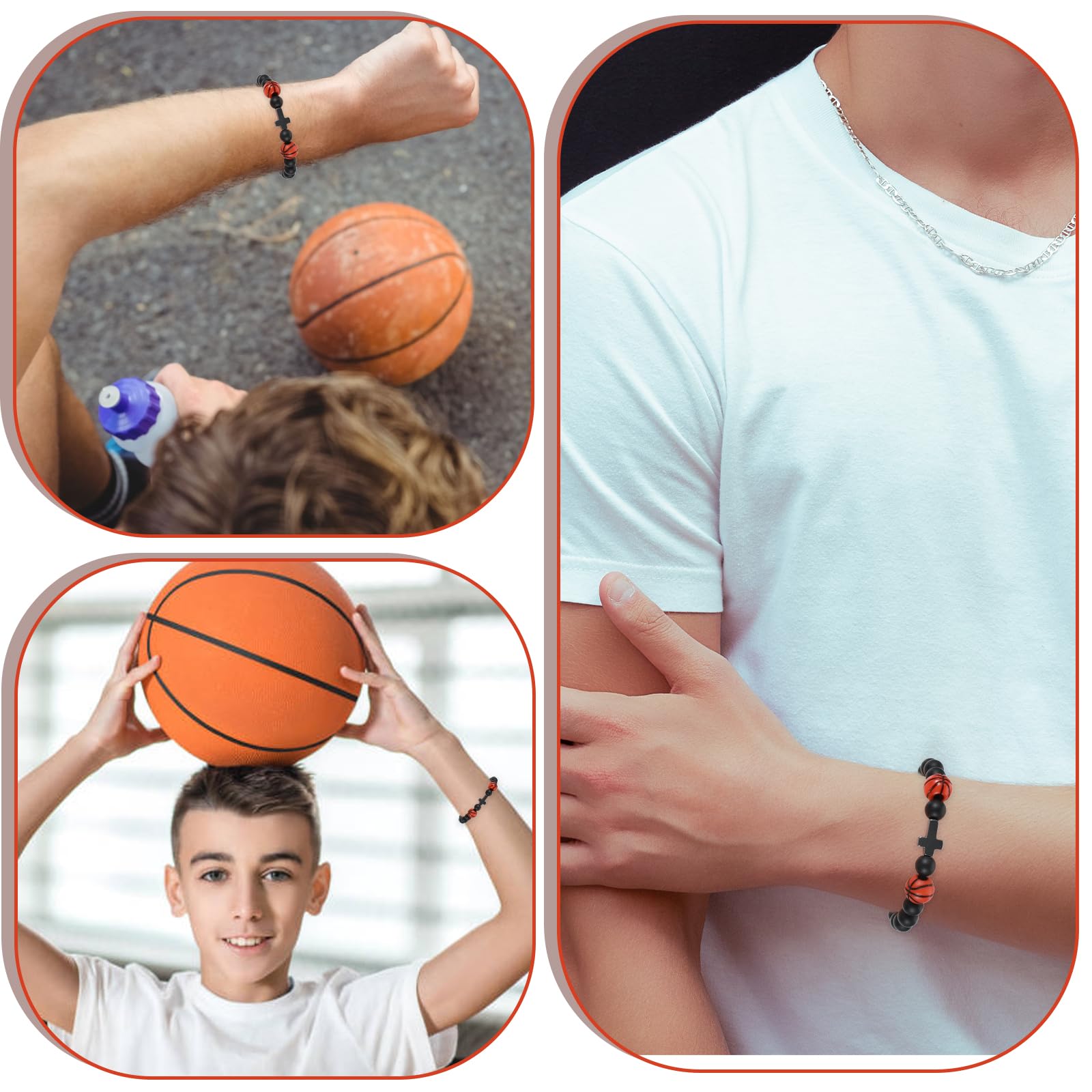 Ouligay Bransoletka do Koszykówki dla Chłopców, Pleciona Bransoletka do Koszykówki, Na Wielkanoc, Prezent dla Chłopców i Dziewczynek, Bransoletki w Kształcie Kuli