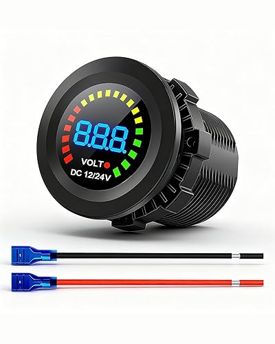 Voltímetro IZTOSS para autos y motocicletas, resistente al agua, con panel con luces LED, CD 12 V - 24 V, (12V Without panel)