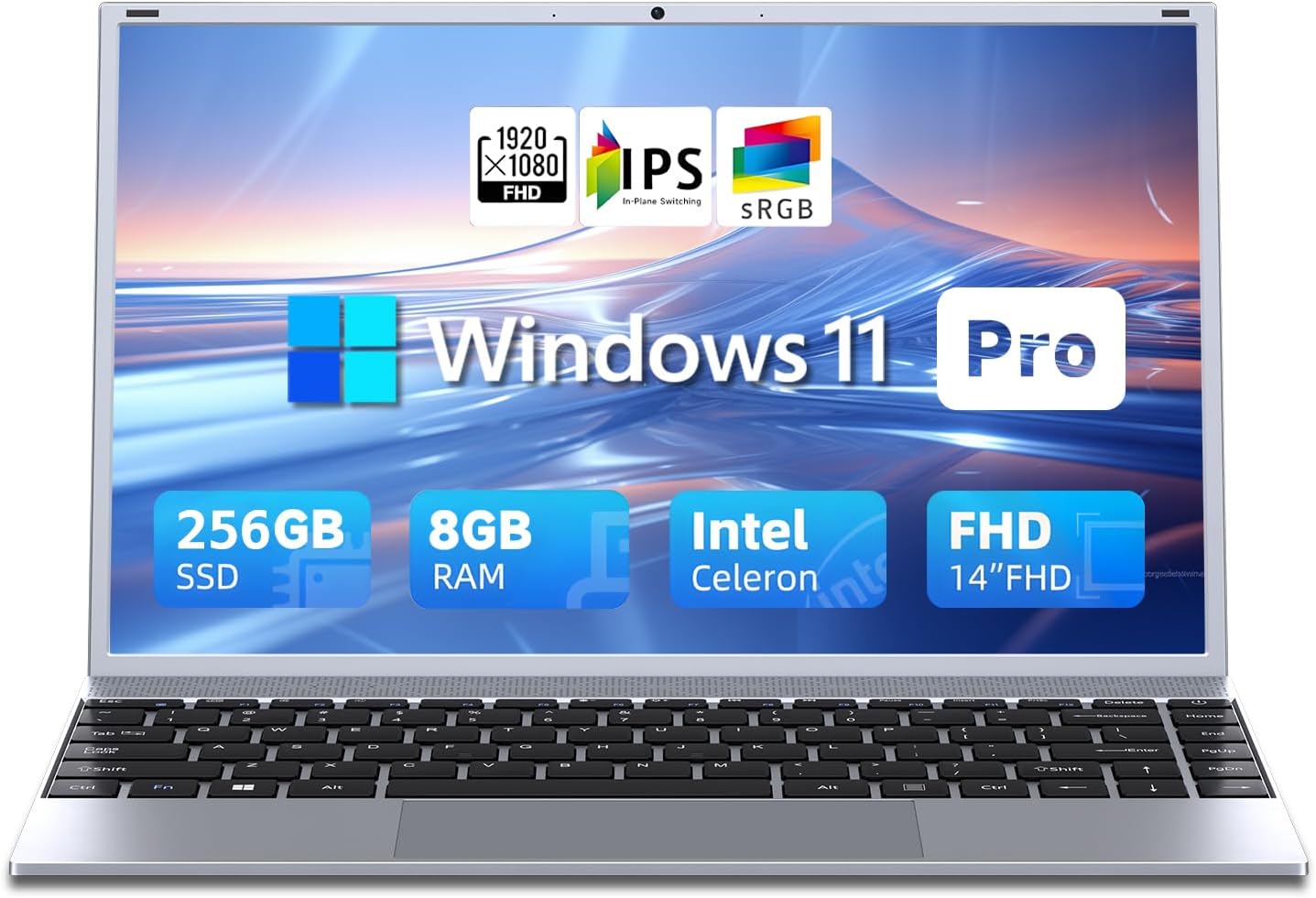 14" Laptop Computer, Windows 11 Laptop for Office 365, 8GB RAM 256GB SSD, Intel Pentium Quad-Core Processor(Up to 2.64GHz), 1080P FHD IPS, Wi-Fi 5, BT5.0, HDMI, Students, Lightweight