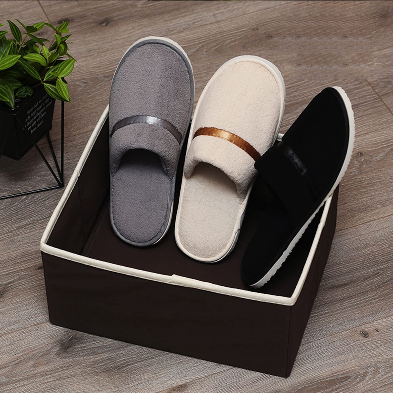 10 Pares de Zapatillas de SPA no Desechables, Zapatillas de SPA mullidas con Punta Cerrada para Hotel, hogar, Uso de huéspedes, se adaptan a la mayoría de Hombres o Mujeres (Color: Gris Oscuro,