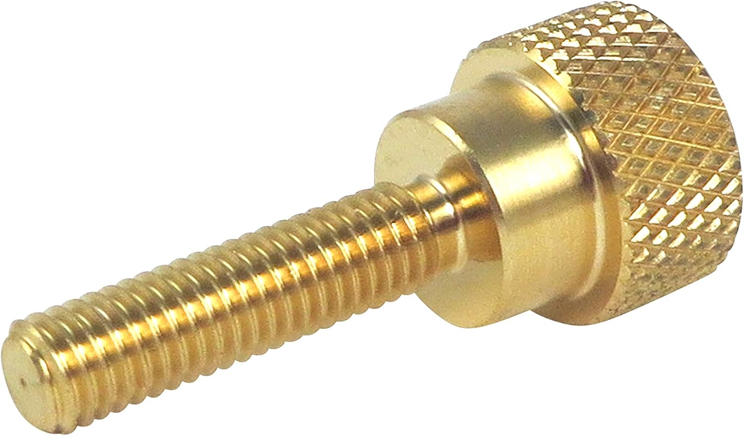 10 Pack 10-32 x 3/4 Inch Threads Solid Brass Diamond Knurled Thumb Screws Knobs with Straight Shoulders Right-Hand Threads SAE Flat Tip Uncoated (10-32 x 3/4 inch Long Threads)