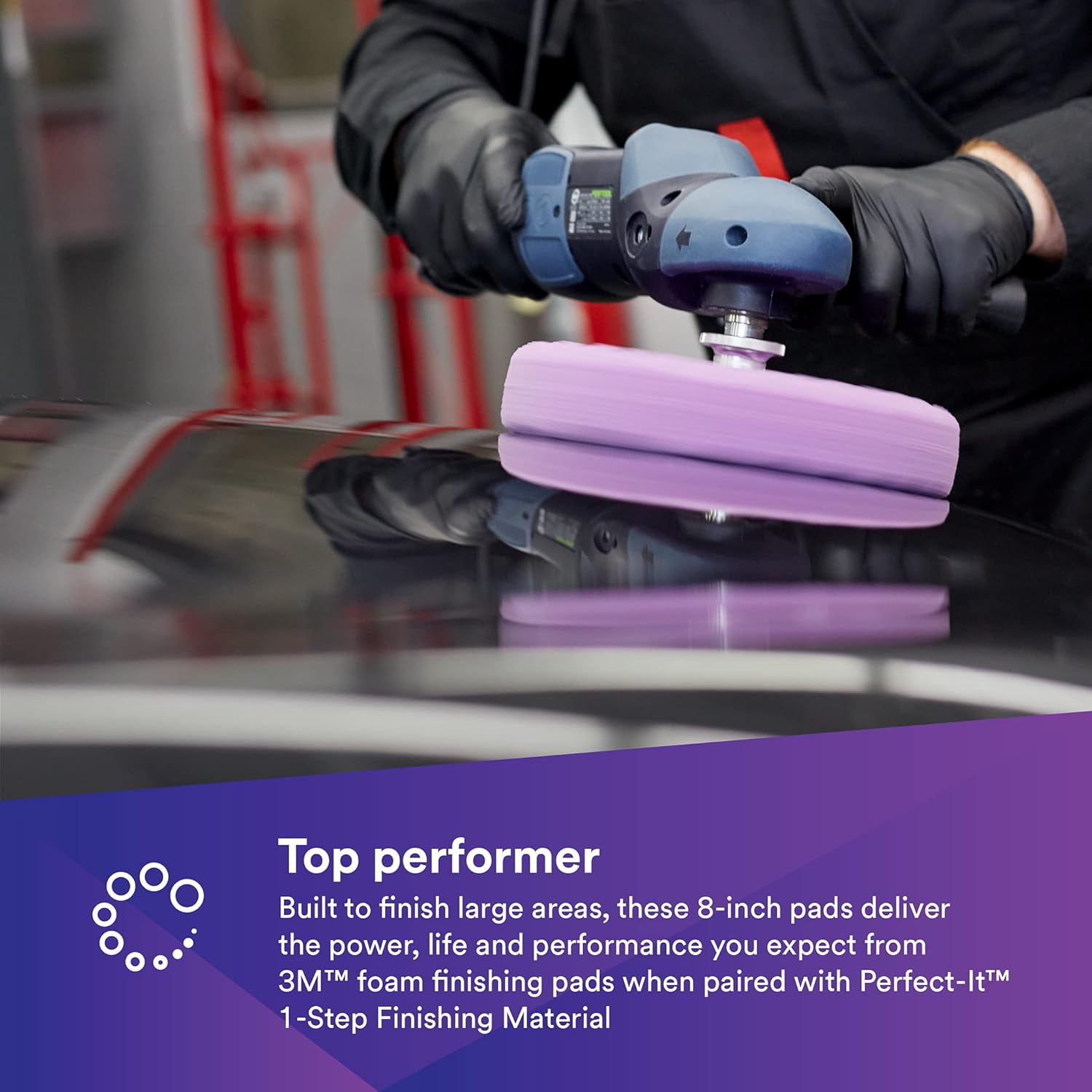 3M Perfect It 1 Step Foam Finishing Pad, 33035, Quick Connect, Surface Buffing, Collision Repair, High Gloss Polish, 8 in - Image 2