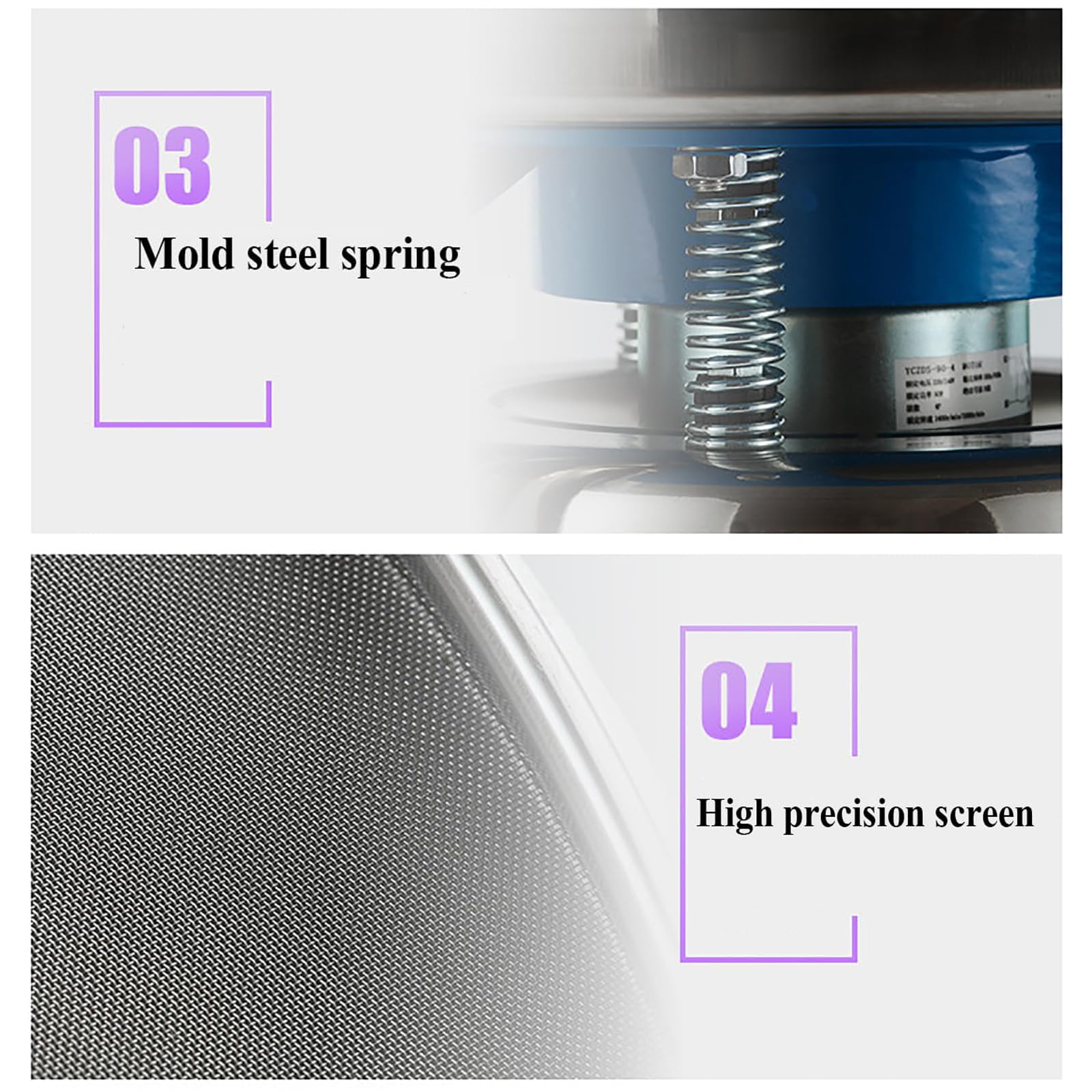 Máquina de tamiz vibrador, agitador de tamiz automático, 40 cm de diámetro, cuerpo de acero inoxidable, eficiente para polvo industrial y partículas