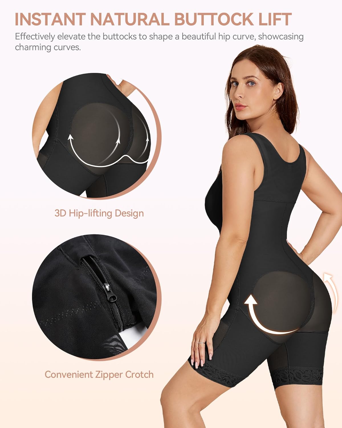 SHAPSHE Fajas Colombianas Moldeadoras Shapewear for Women Tummy Control Postpartum Body Shaper Bodysuit with Zipper Crotch