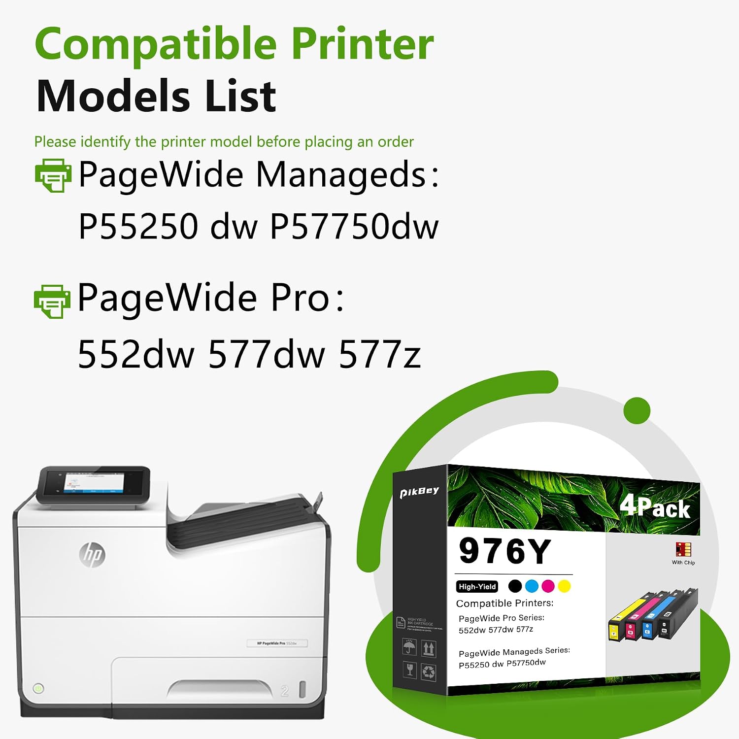 976Y Remanufactured Ink Cartridges Replacement for HP 976Y L0R05A L0R06A L0R07A L0R08A use P PageWide Pro 552dw 577z P57750dw 552dw 577dw P55250dw 577z Printer (4-Pack)