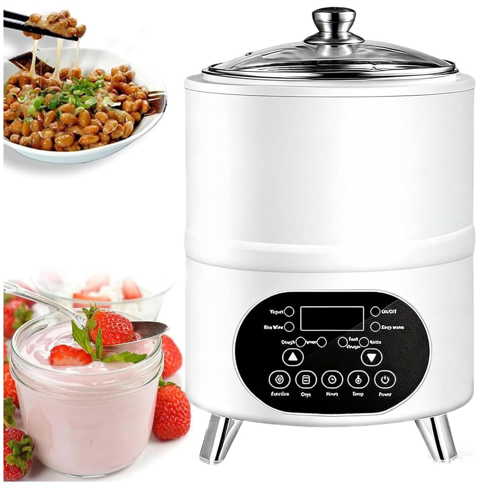 FHRKA Yogurt Maker Machine,8L/12L Stainless Steel Large Capacity Yogurt Makers with Smart Timer,Homemade Greek Yogurt (White 12L)