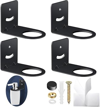 Adhesive Shower Bottle Holder, Non-Drilling Soap Bottle Dispenser Holder Wall Mount, Hand Soap/Lotion/Detergent/Shower Gel Container Dispenser Holder for Kitchen Bathroom - 4 Black L