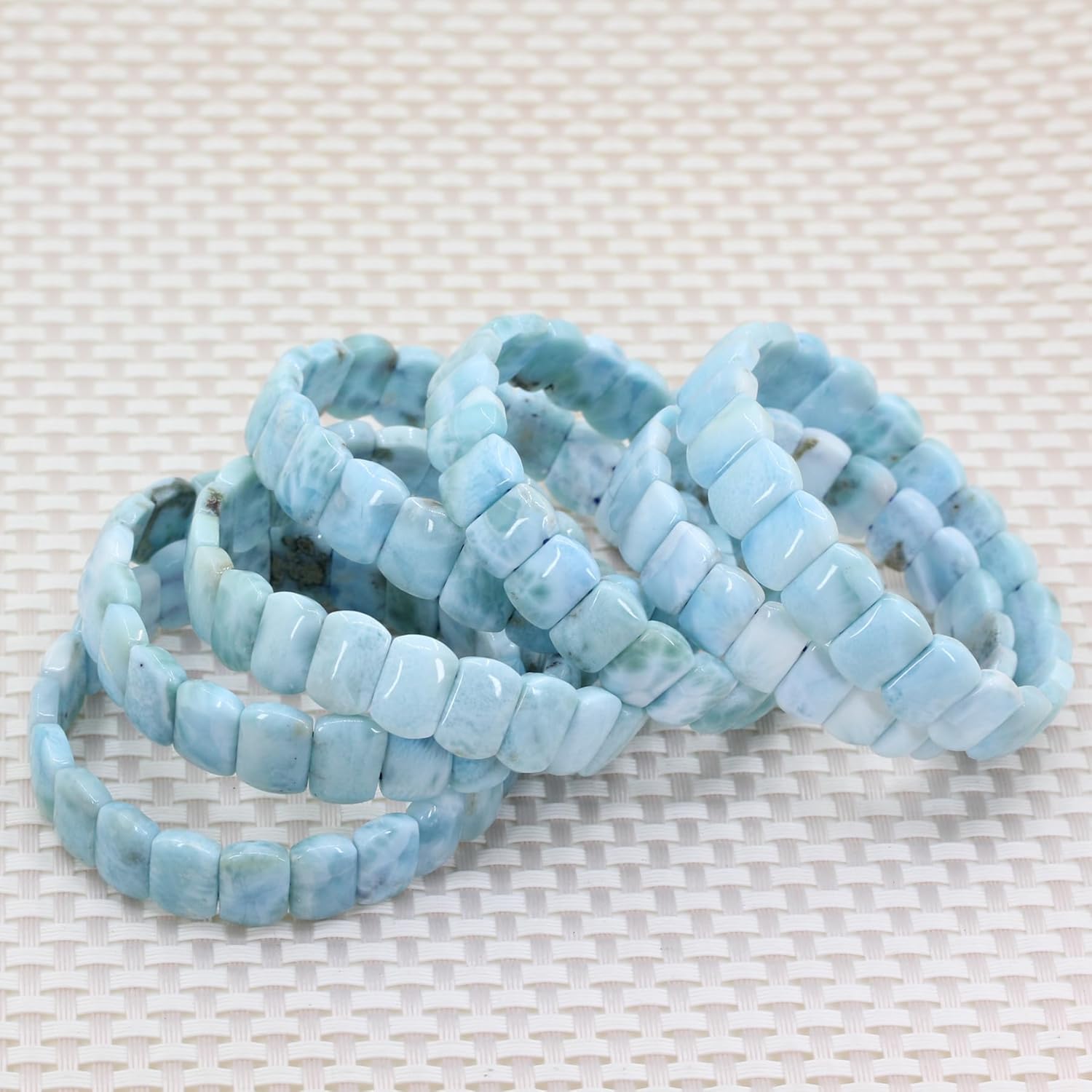 Keleny Natural Semi Precious Gemstones Oval Smooth Beaded Charm Healing Elastic Bangles 7.2 Inch Unisex