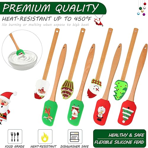 Miniatura 3 de 8 espátulas de silicona navideñas con patrón de Papá Noel, espátula de decoración de pasteles de Navidad, espátula de silicona de cocina con mango