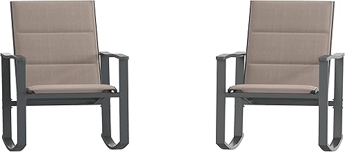 Miniatura 10 de Flash Furniture Brazos - Juego de 2 mecedoras para exteriores color marrón con material Flex Comfort y marco de metal negro, marrón y negro