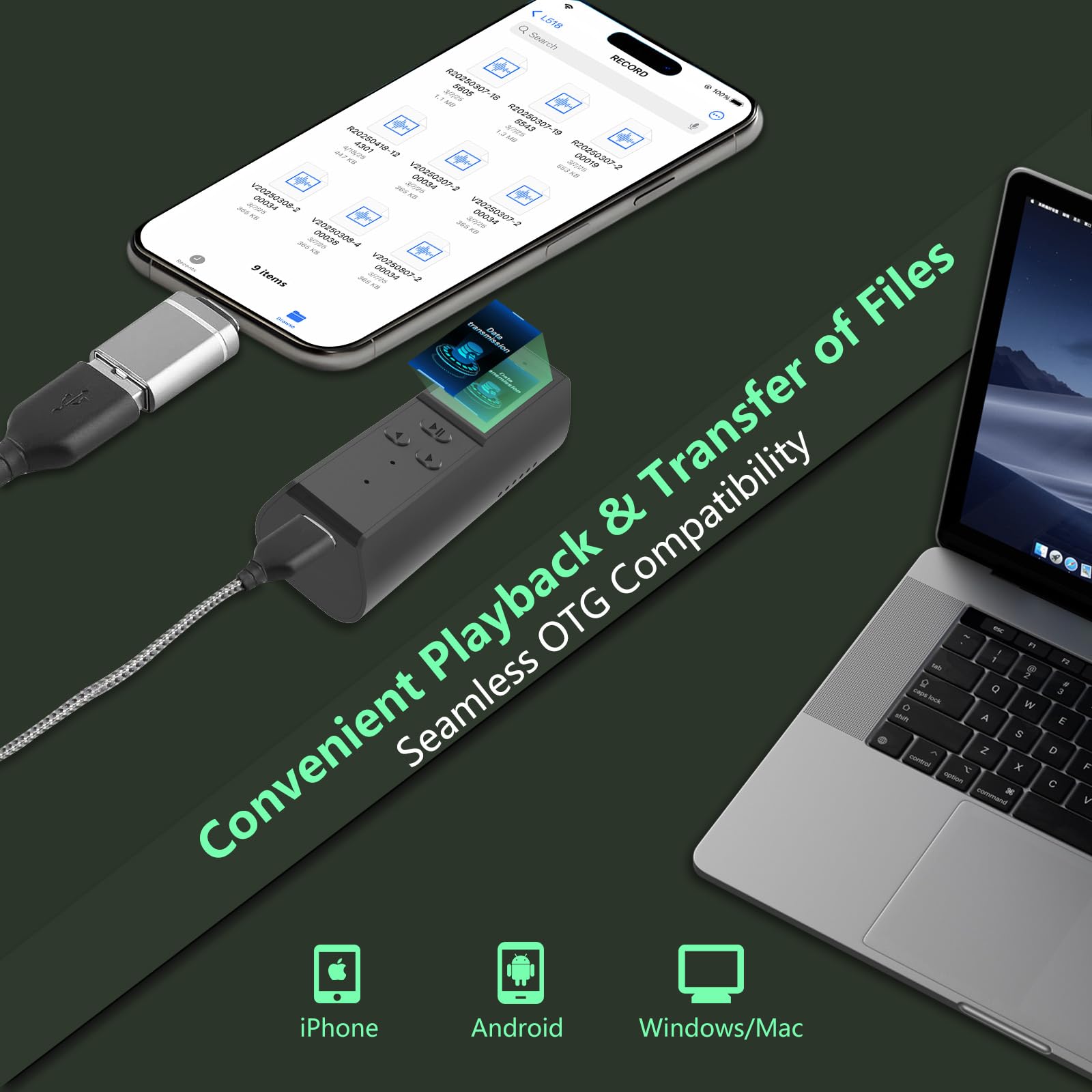 【128GB Digitales Diktiergerät mit Wiedergabe】Magnetischer Audiorecorder mit AI-Rauschunterdrückung, 230 Stunden kontinuierliches Aufnahmegerät, Sprachaktivierter Recorder für Vorträge Meetings