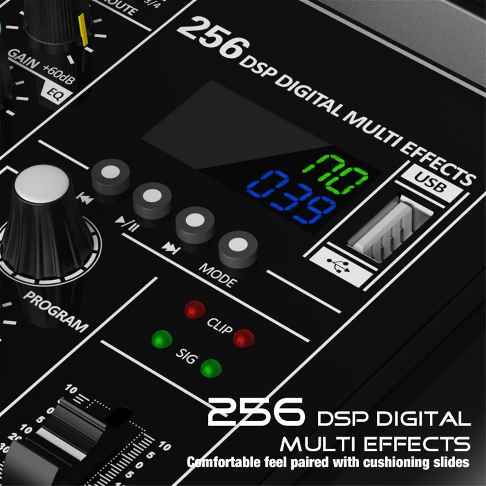 Controller DJ, Mixer DSP a 4 canali 256 canali, alimentazione Phantom a 48 V, mixer da studio USB, console DJ Bluetooth, mixaggio