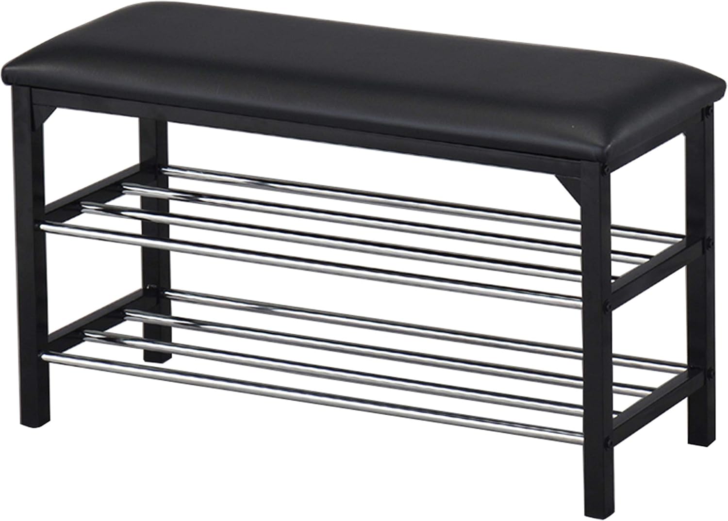 Kings Brand Furniture - Saverse Entryway Shoe Rack Storage Bench Organizer, Black