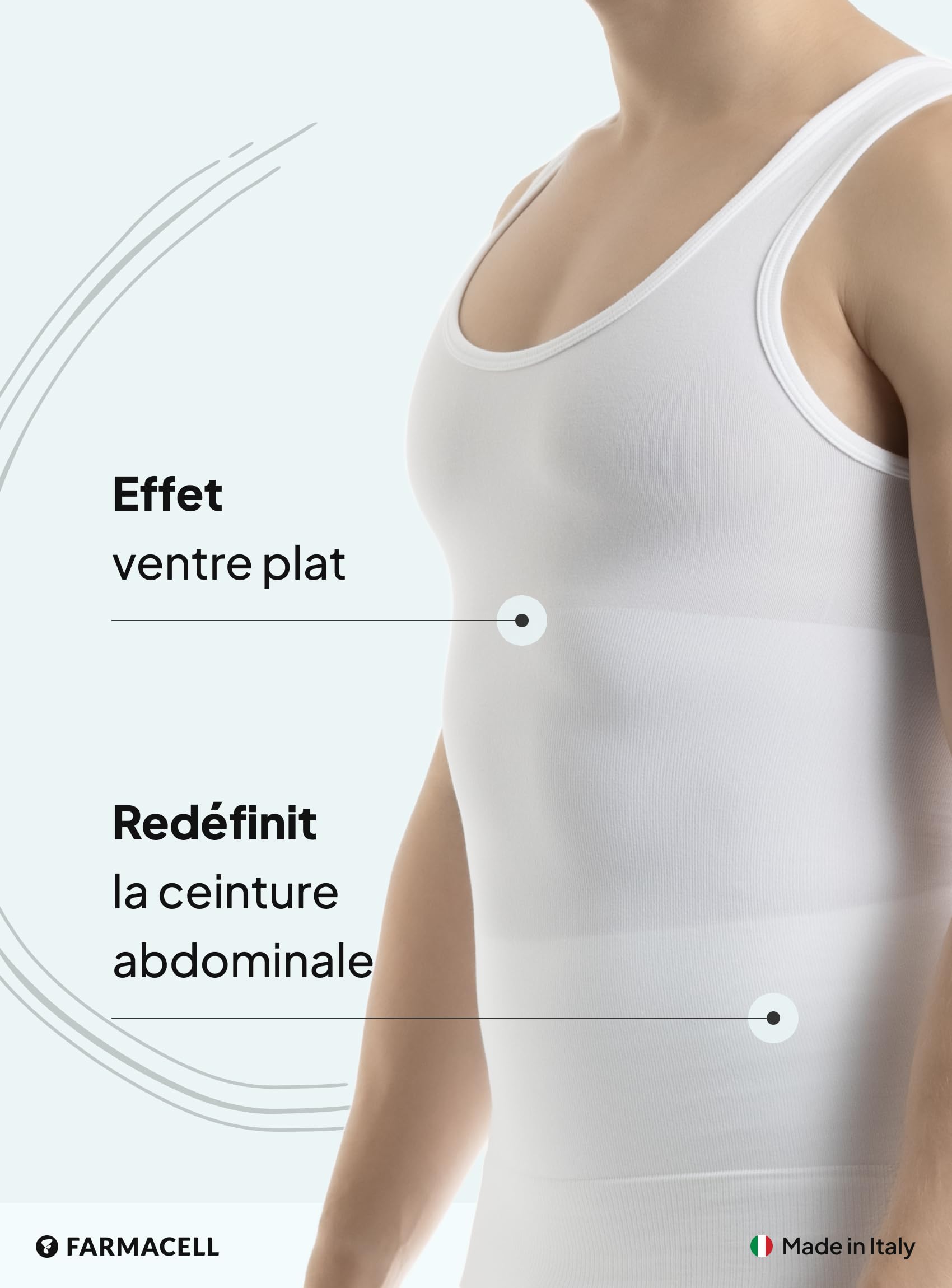 Farmacell Débardeur Homme Gainant Ventre Plat en Coton, Maintien Abdominal, Made in Italy, 417