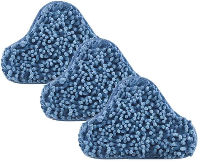 MEETOZ 3pcs H2O Steam Mop X5 Pads Coral Blue Chenille H20 Compatible Replacement Washable