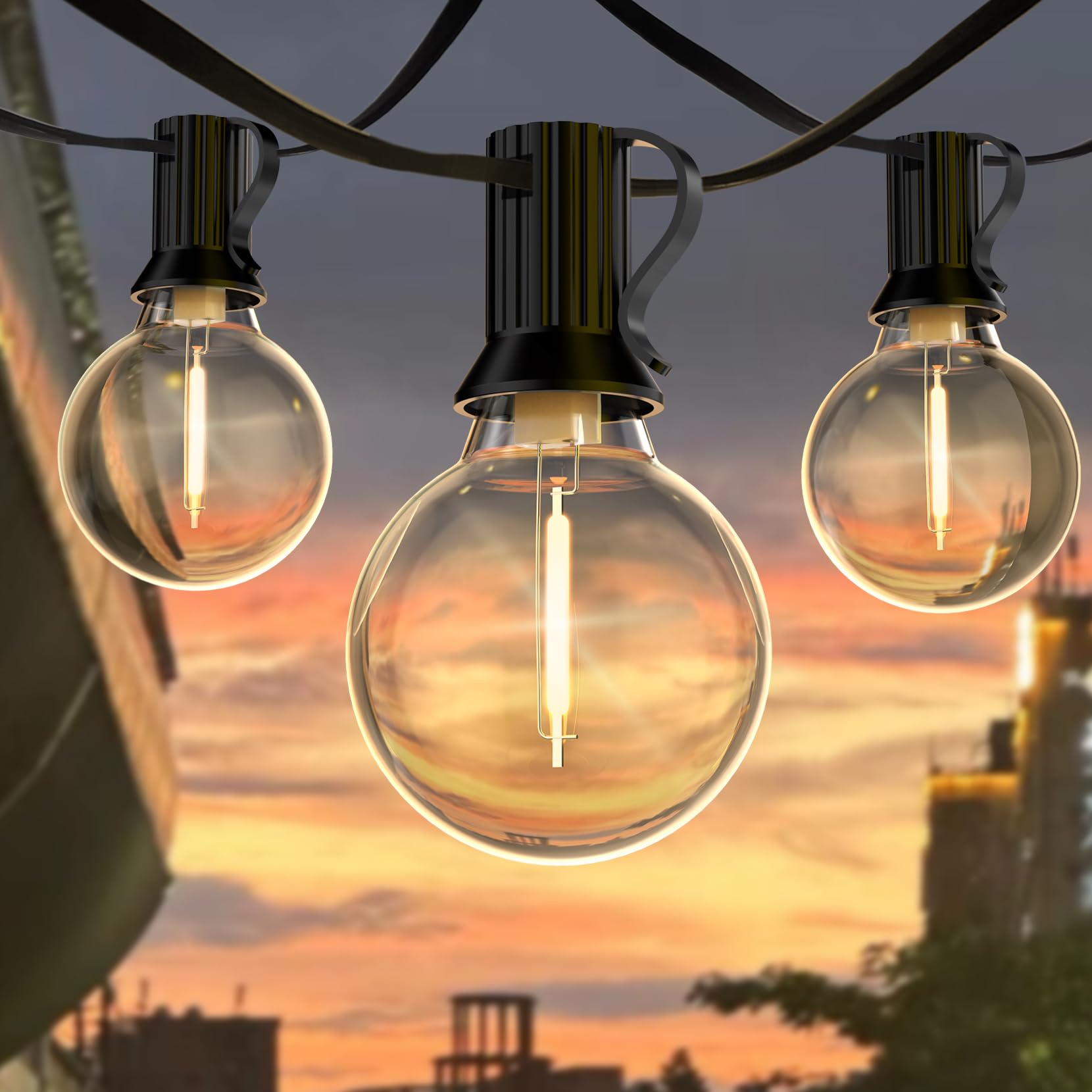 BESCOST Guirnalda Luces Exterior, 36.5M Guirnaldas Luces Exterior con 60+4 LED Bombillas, G40 Luces LED Exterior Impermeable IP44, para Jardín, Patio, Navidad, Boda, Fiesta