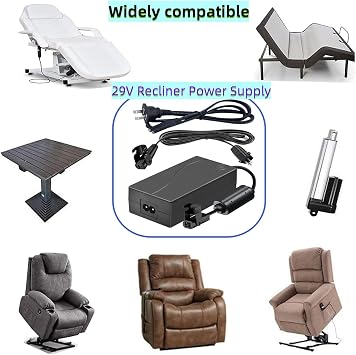 29V 2A Universal Power Cord for Recliner Chair, Lift Chair, Sofa