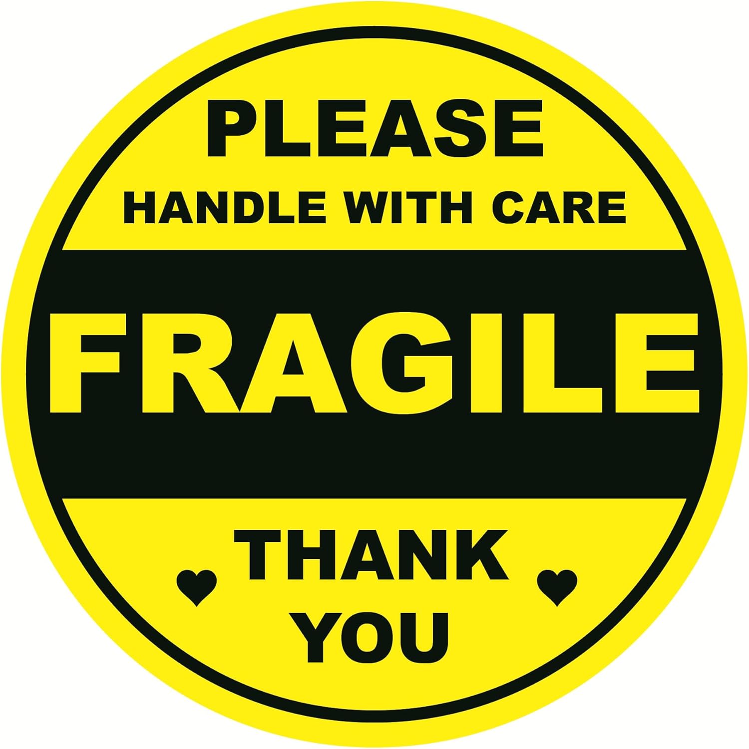 Fragile Shipping Sticker 2インチ 300枚 イエロー Please Handle with Care Fr