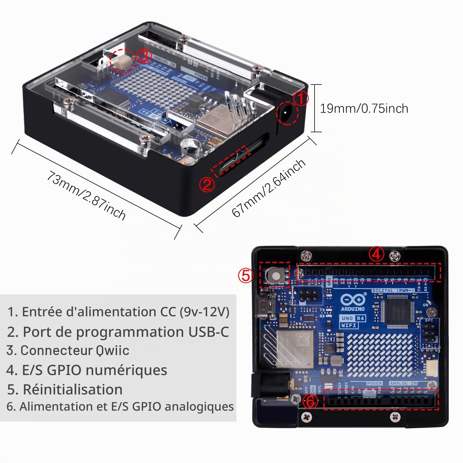 GeeekPi Kit de démarrage étudiant pour Arduino UNO R4 WiFi, avec Carte Officielle UNO R4 WiFi, Boîtier en métal avec Couvercle en Acrylique Transparent, Platine d'essai 400 Trous, USB-C Câble