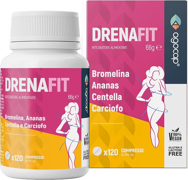 Integratore con Bromelina, Ananas e Finocchio – con Centella Asiatica, Tarassaco, Carciofo, L-Carnitina e Ginkgo Biloba – 120 Compresse - con Bromelina