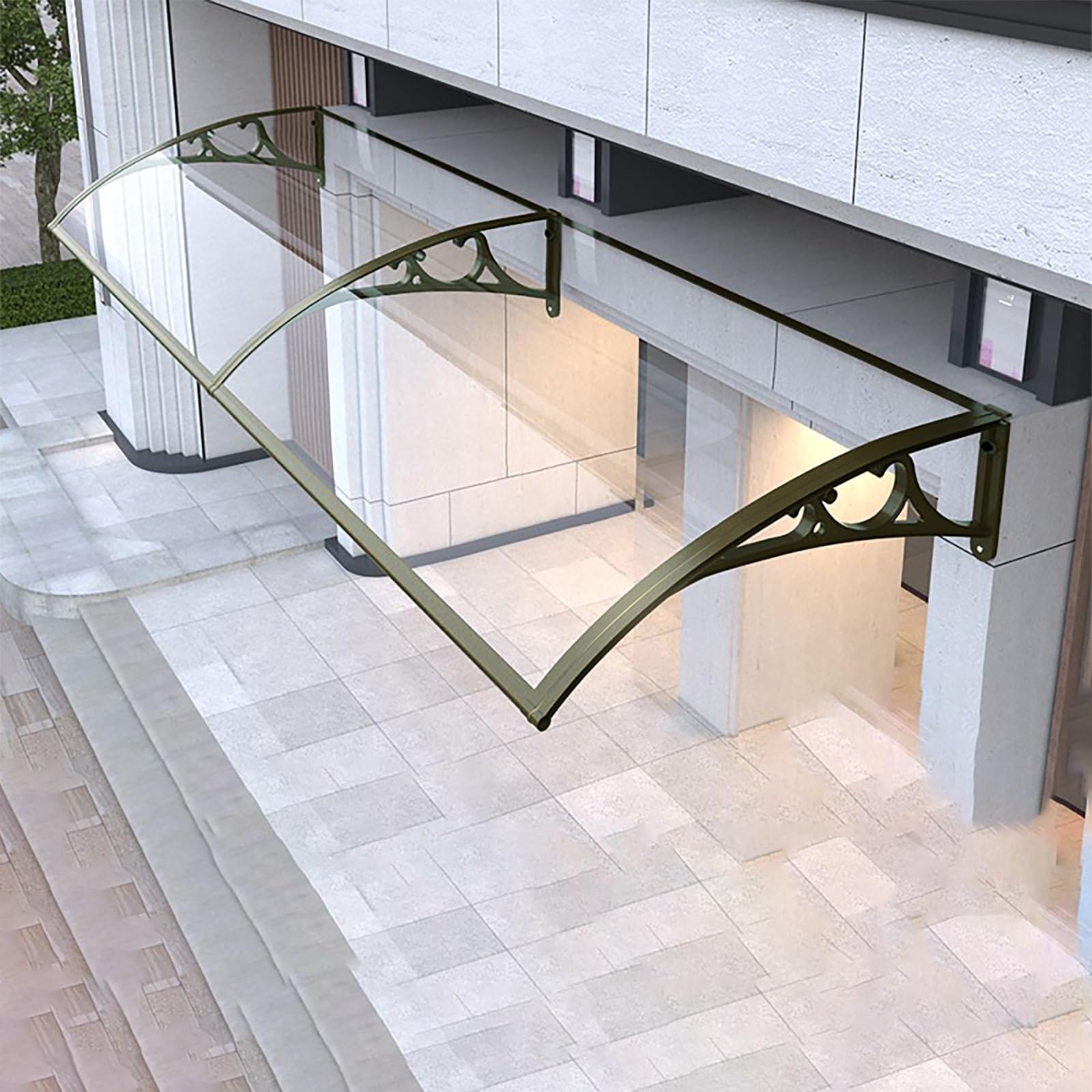 Auvent de porte d'entrée moderne en polycarbonate transparent pour terrasse