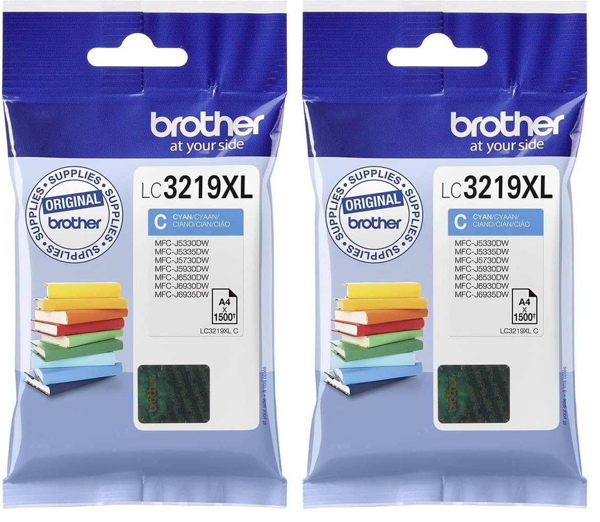 Brother LC3219XLC Cartucho de Tinta Cian Original de Larga duración para Las impresoras MFCJ5330DW, MFCJ5730DW, MFCJ5930DW, MFCJ6530DW, MFCJ6930DW y MFCJ6935DW, Normal (Paquete de 2)