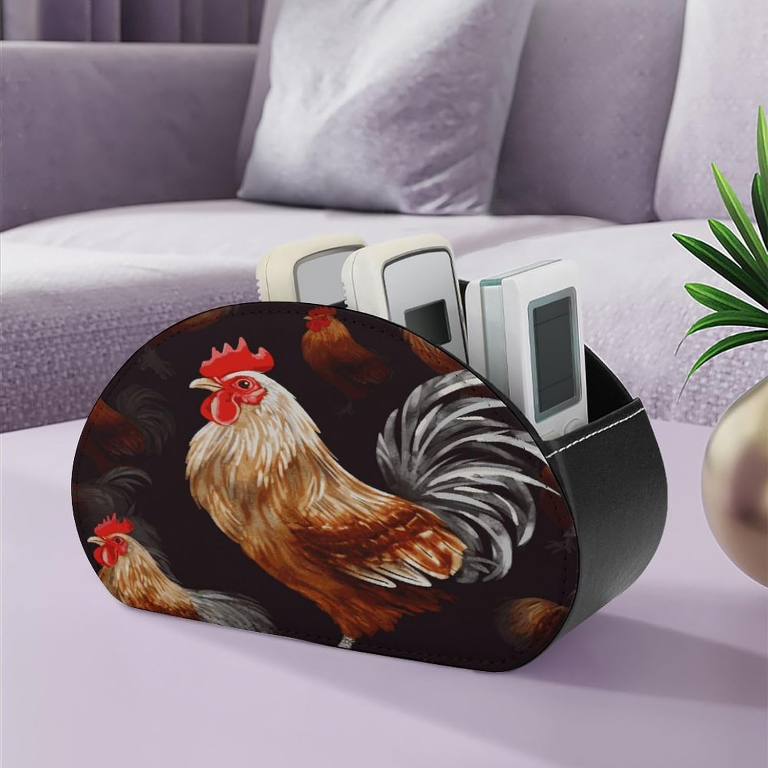 Shine Rooster PU Leather Remote Control Holder with 5 Compartments image 5