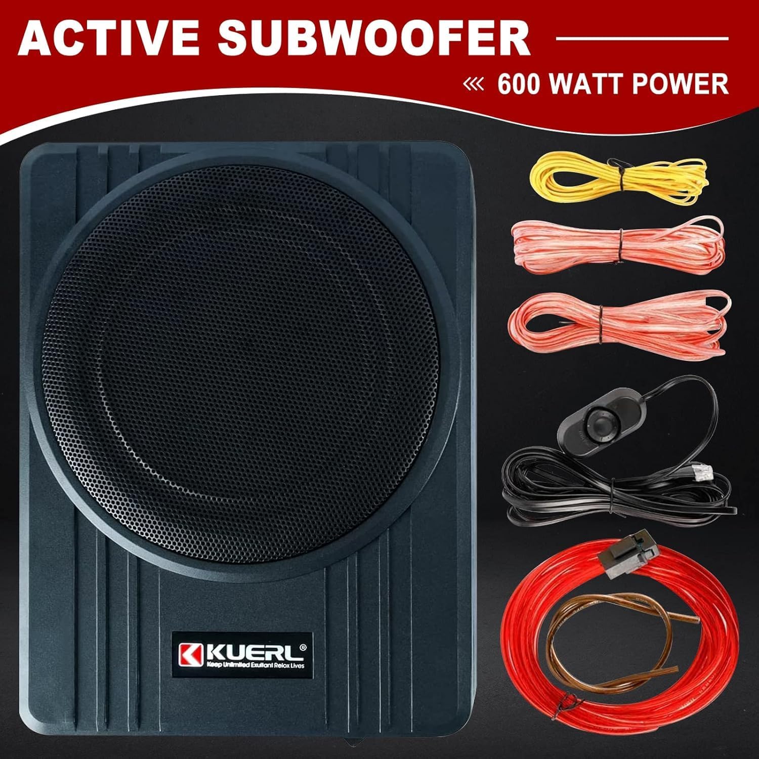 Yaeccc Subwoofer and Amp Package,Underseat Subwoofer Active Powered Amplifier Bass Enclosed,10 Inch Powered Car Subwoofer（800W Peak Power