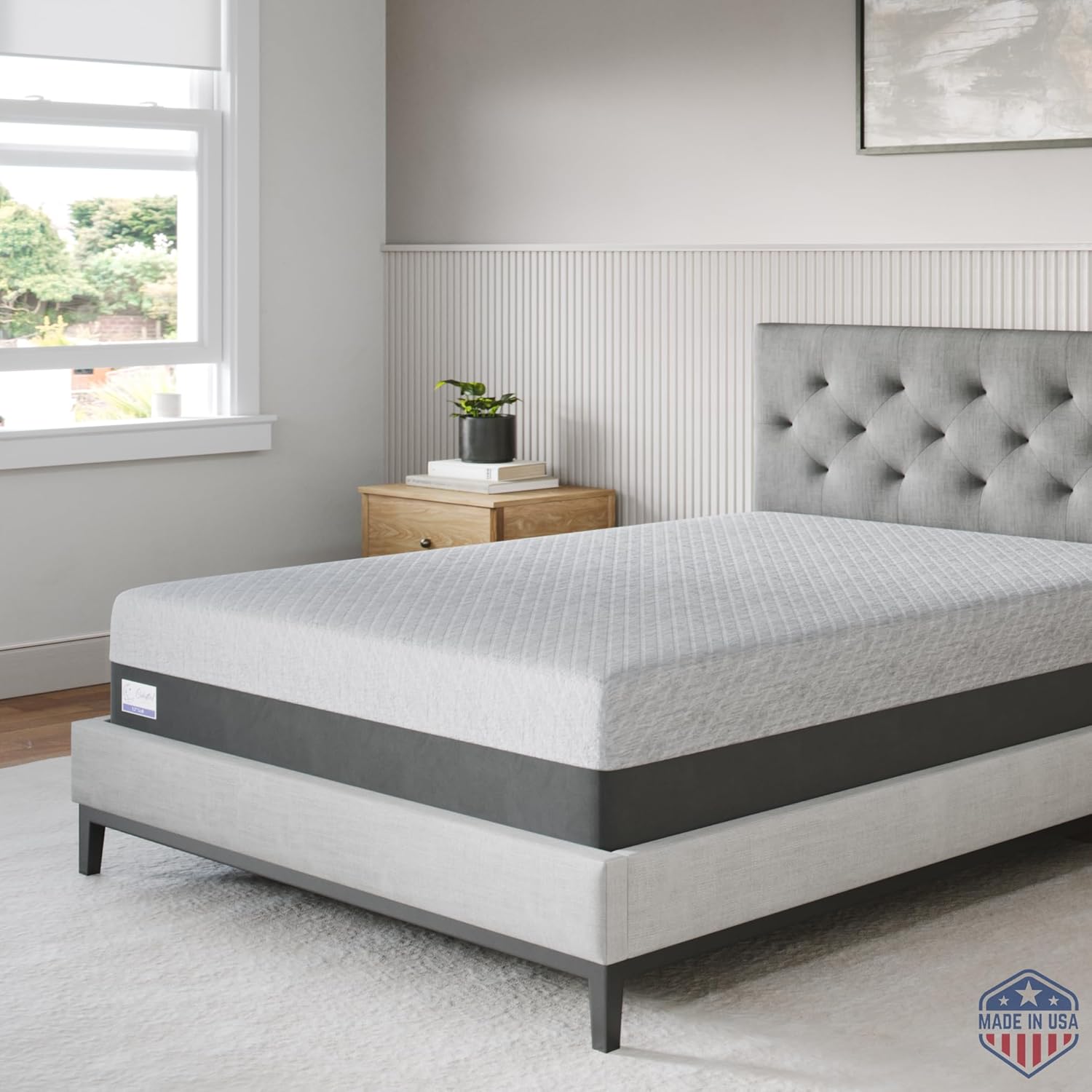 Gel Memory Foam Mattress in a Box, Made in The USA, CertiPUR-US Certified Foam, Oeko-Tex, and Fiberglass-Free Certified Bed, 8 inch Firm - Queen