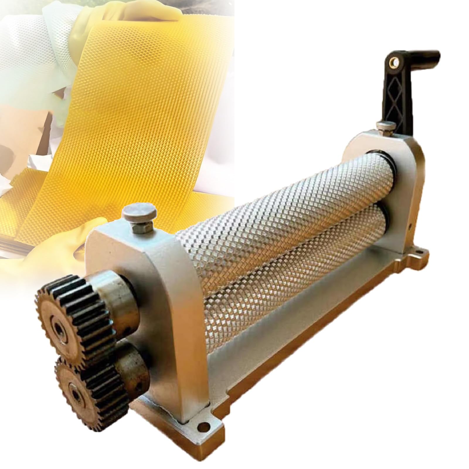 GAYAYAS Manual Beeswax Comb Foundation Machine, Portable Roller Mill, Aluminum Alloy Embossing Die, for honeycomb production and beekeeping equipment 5.1mm