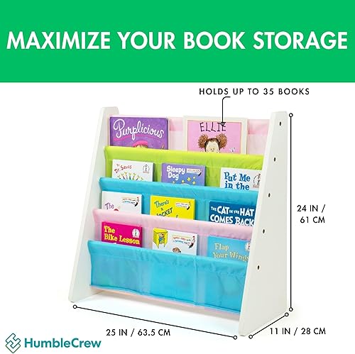 Miniatura 17 de Humble Crew Librero de almacenamiento para libros infantiles, gris/blanco, 4 niveles Gris/Blanco,verde (camo green),Gris/rosado,Madera