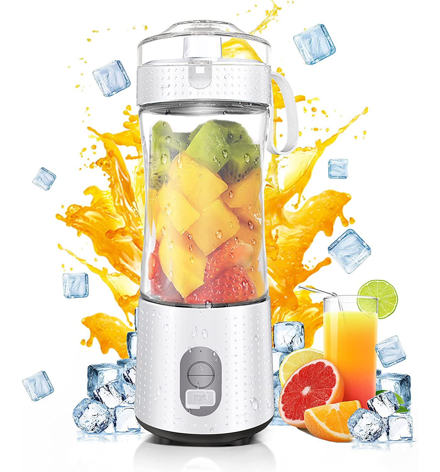 ArabestPortable Blender, 380ml Powerful Personal Blender with 4 Blades, Drink Mixer USB Rechargeable Fruit Blender for Shakes and Smoothies, Single Serve Blender for Home, Travel, Outdoors (White)