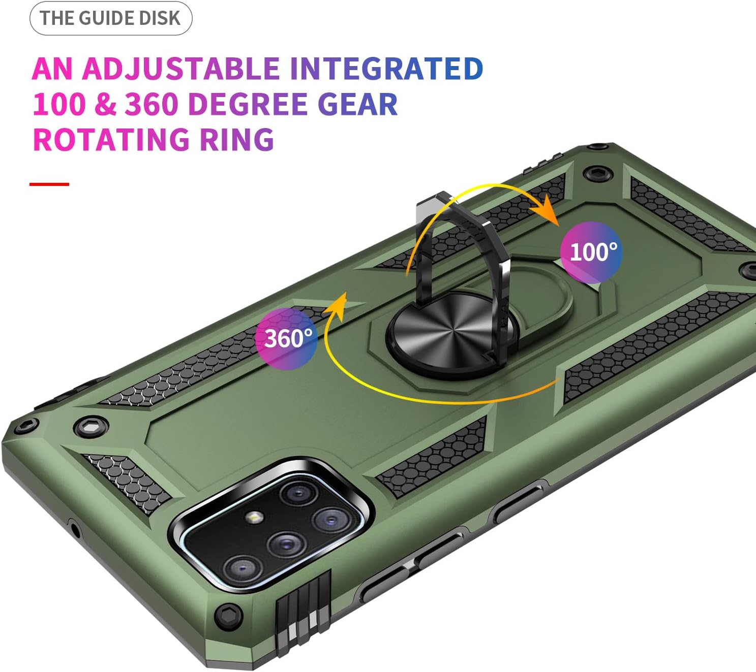 Korecase Galaxy A71 Case Military Grade Armor Heavy Duty Rugged Dual Layers Full Body Shockproof Finger Ring Kickstand Olive Green