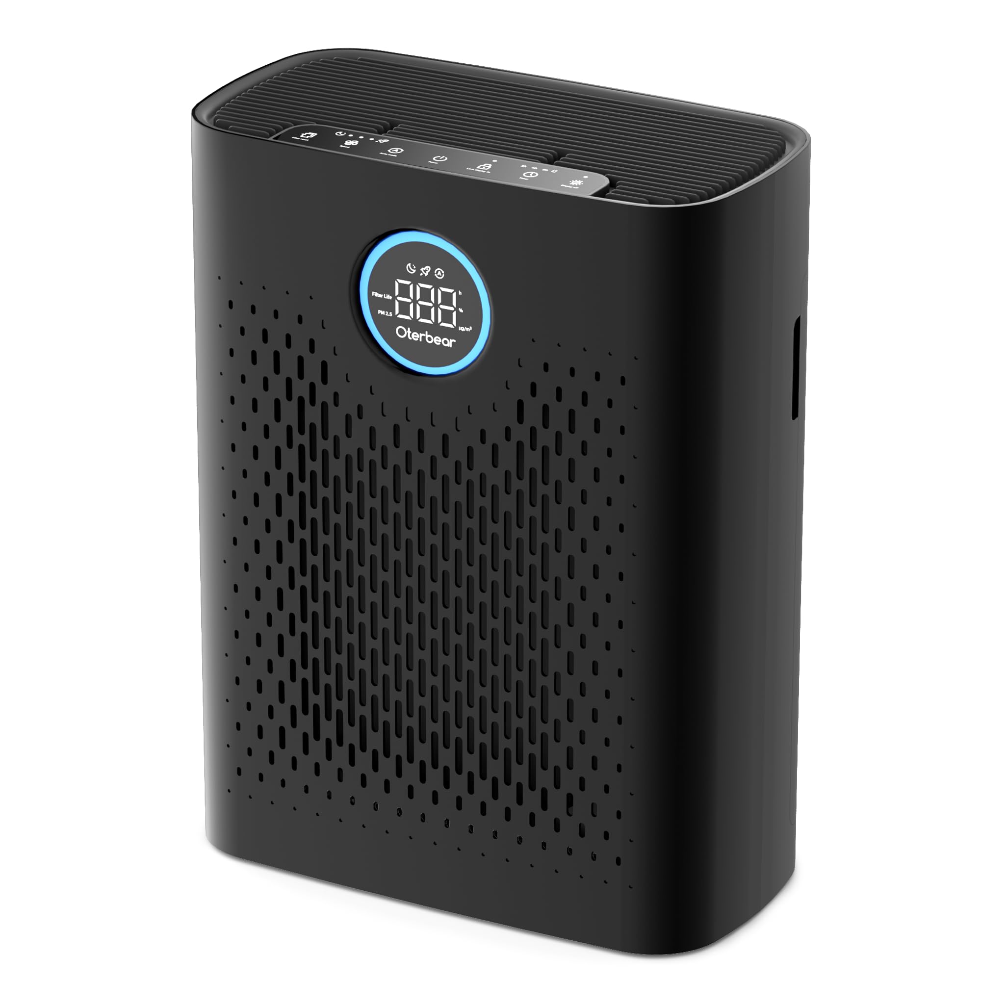 Air Purifiers for Home Pets Up to 3000Ft², H14 HEPA Large Room Air Purifier with PM2.5 Air Quality Monitor, Sleep Mode, Air Purifiers for Bedroom Office for Allergies, Smoke, Dust, Pollen,8000B,Black-image-40