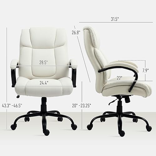 Miniatura 3 de Vinsetto Silla de oficina ejecutiva grande y alta con respaldo alto, 485 libras con asiento ancho, silla de escritorio para computadora con tela de