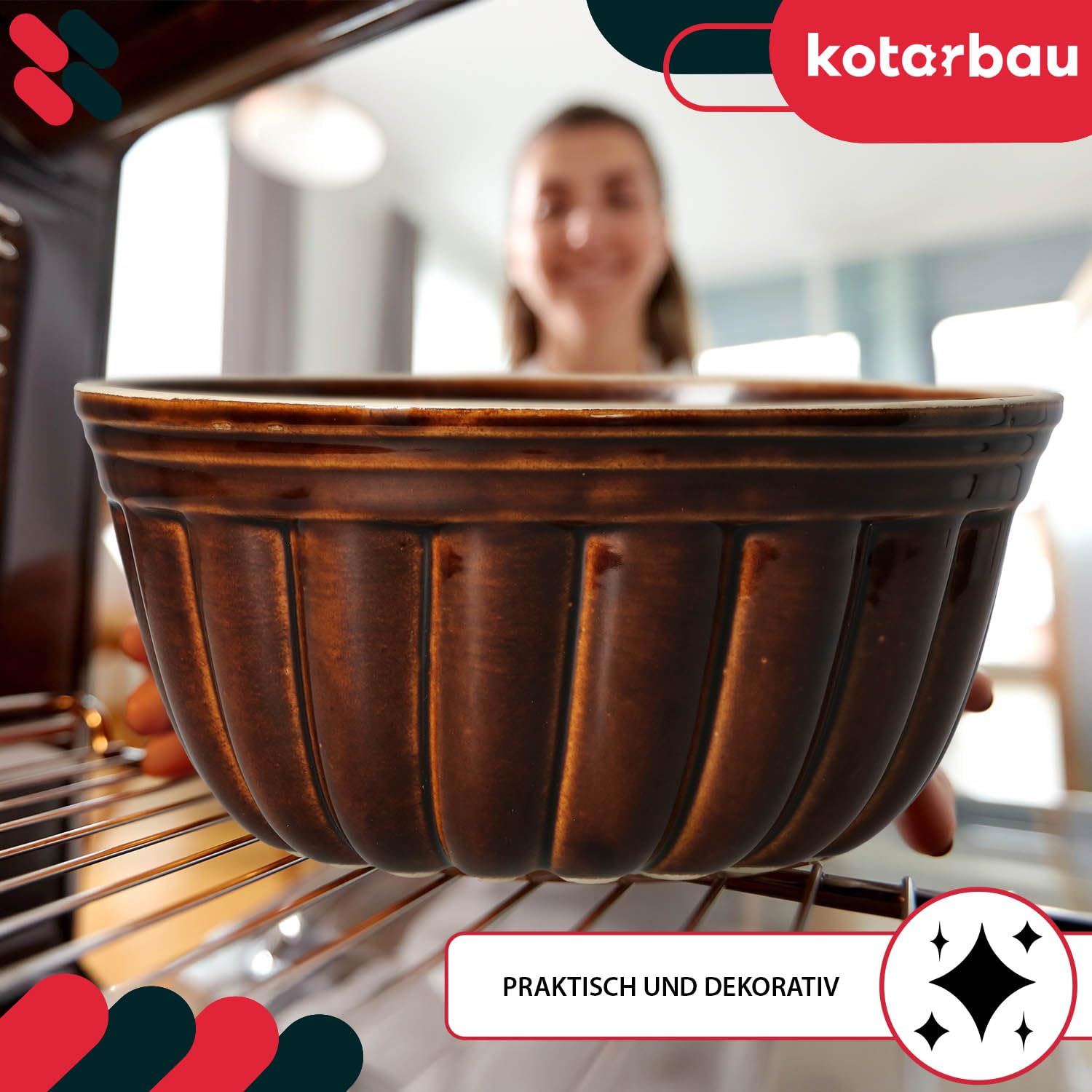 KOTARBAU® Keramik Gugelhupfform Backform für Gugelhupf aus Steinzeug Runde Backform Kuchenform Keramikbackform Ø 27 mm