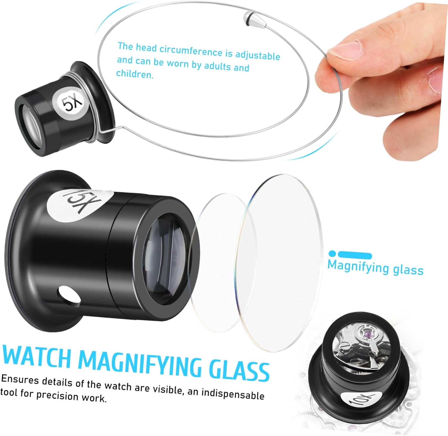 Watch Repair Magnifying Loupe Magnification Jewelry Tools Glass Repair Loupe Magnifier Headset Magnifying Glass Eye Clip
