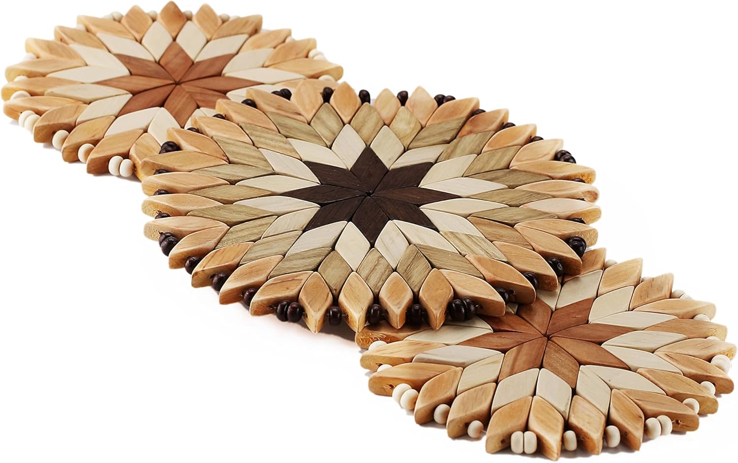 Amazon.com: Set of 3 Small Handmade Wooden Trivets for Hot Dishes - Two ...