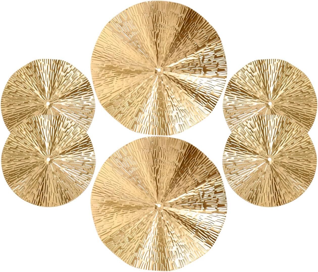 Operitacx 6pcs Gold Wall Decor -Metal Wall Decor Aesthetic, Modern Accent Large Sunburst Hanging Decorations for Home Office Bedroom Bathroom Or Living Room, Diameter 9.63in and 5.89in