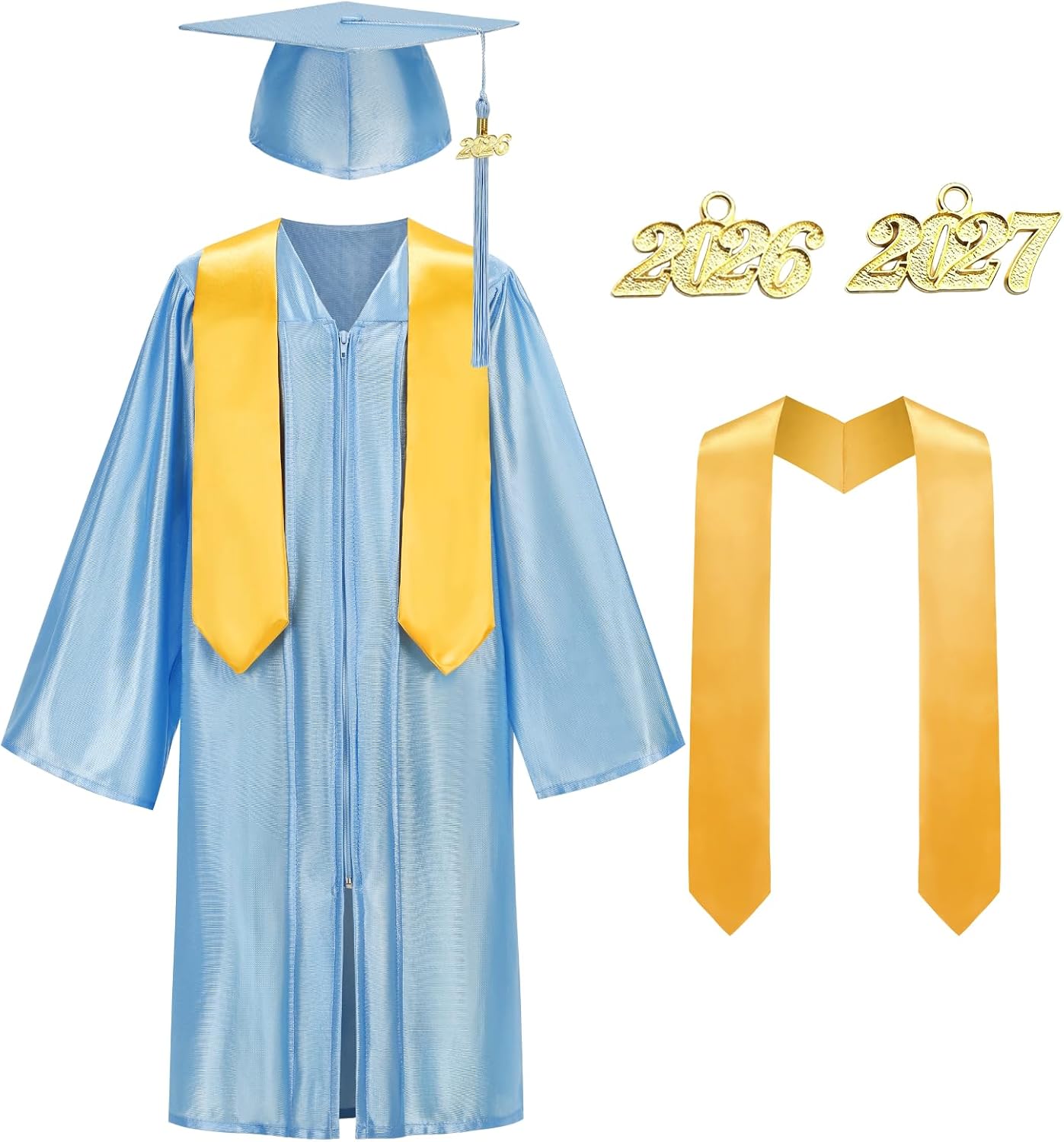 GRAJTCIN Unisex Shiny Kindergarten Preschool Graduation Cap and Gown, Tassel with 2026 Charm Set