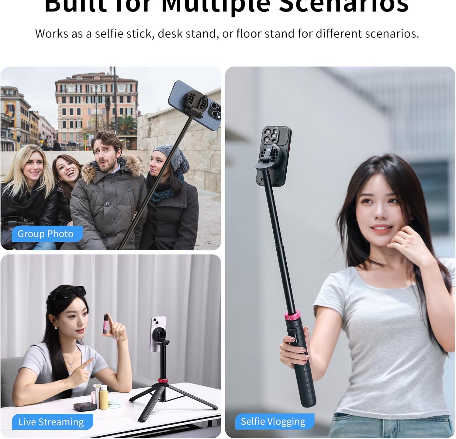 ULANZI MT-84 Magnetic Phone Tripod 58inch Extendable Magnetic Phone Selfie Stick
