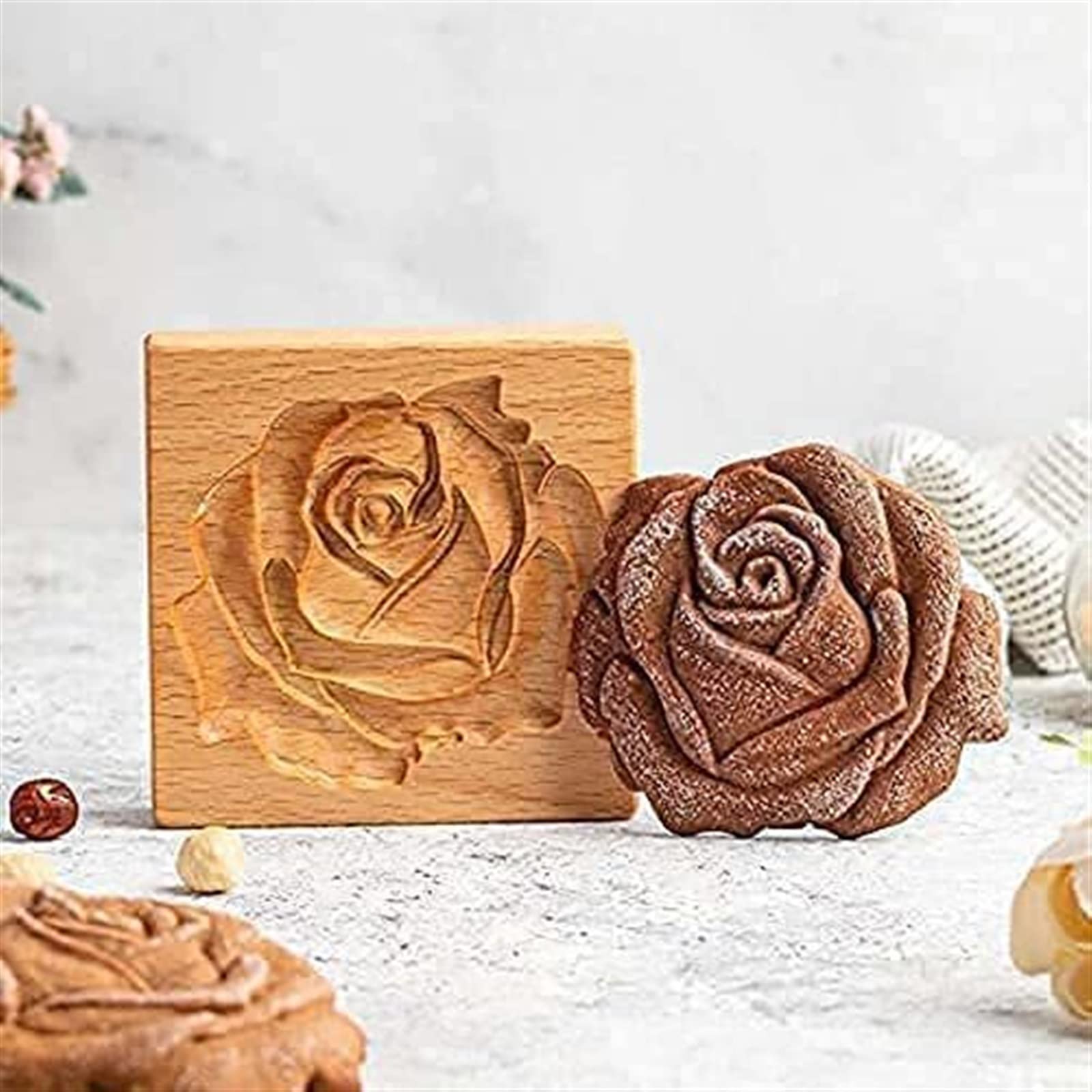 Molde de madera de la galleta, Cortador de galletas en relieve, molde de madera for galletas, pan de jengibre, molde for galletas, piña, rosa de Provenza, sello for galletas, manualidades en relieve(F