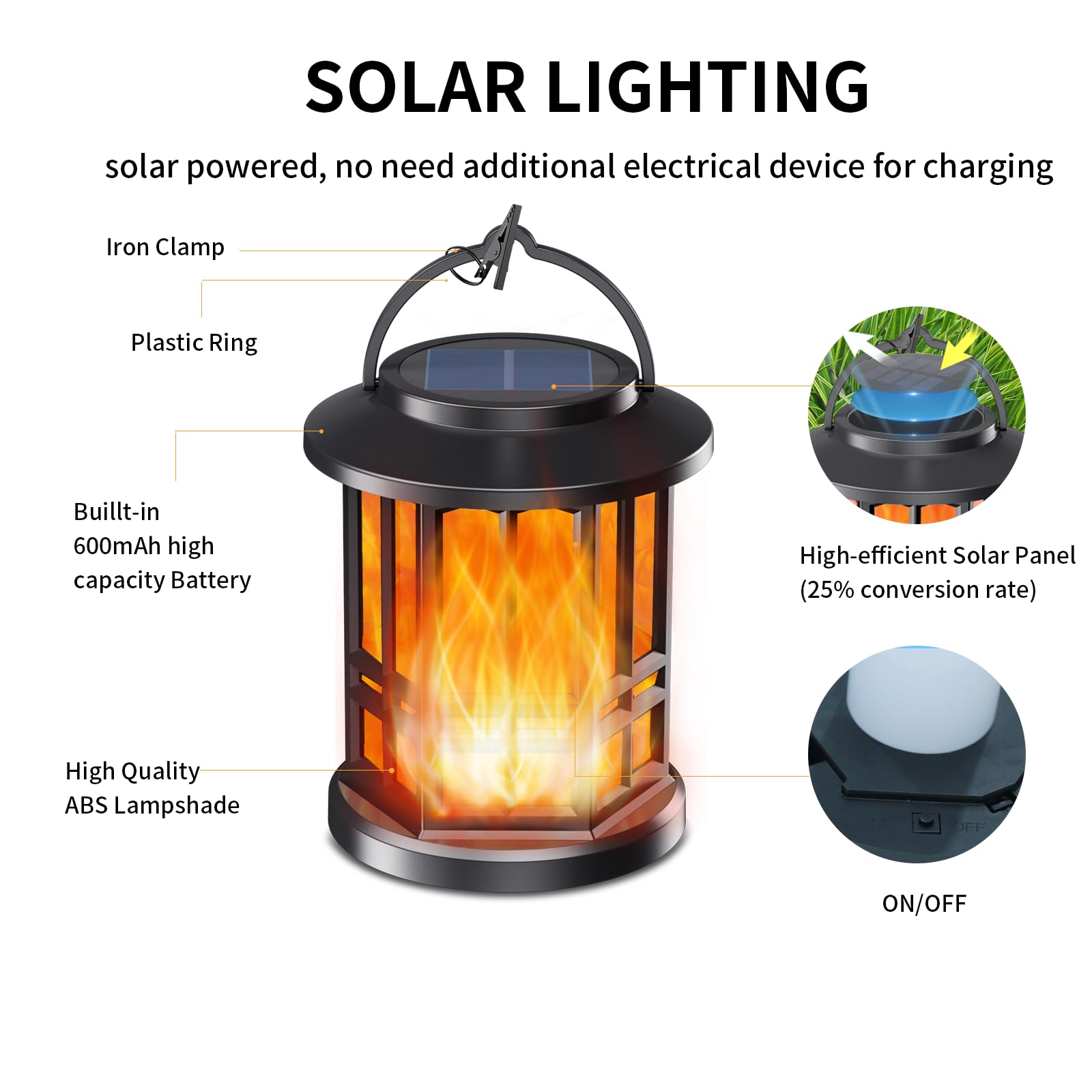 Paquete de 2 faroles solares para exteriores, linternas solares para exteriores, impermeables, llama parpadeante mejorada, luces solares colgantes, linternas solares para decoración de patio y