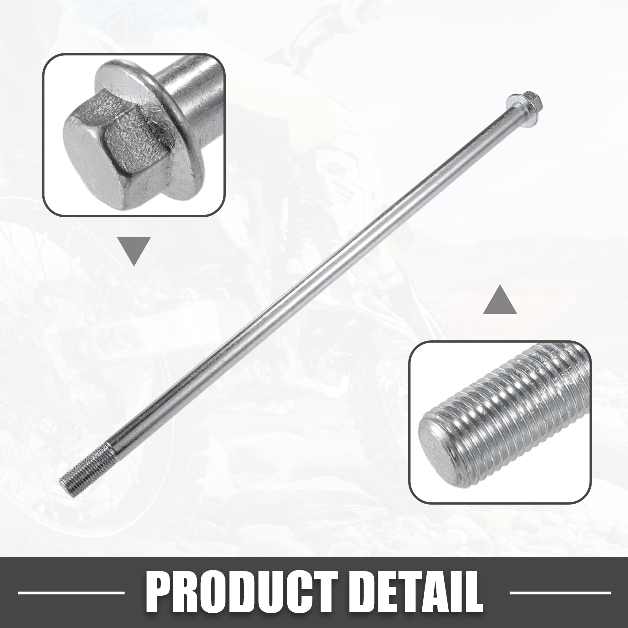 A ABSOPRO Essieu Avant Arrière Avec Bague Et Vis Boulon M12 330mm Dirt Bike Scooter Atv Essieu De Roue En Alliage D'Acier Ton Argent