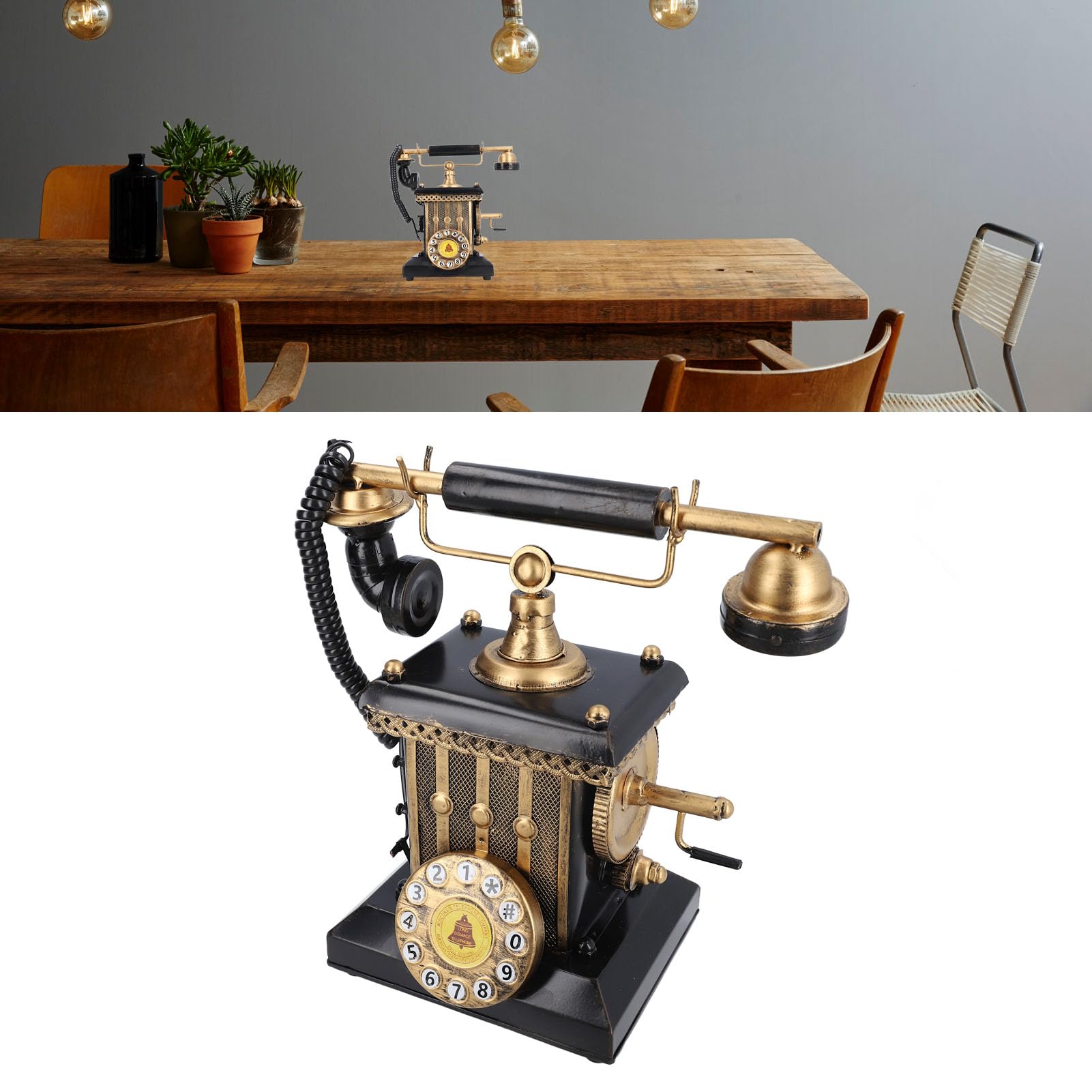 Kreatywny, Dekoracyjny Model Telefonu Retro Retro Vintage Telefon z Obrotowym Pokrętłem Model z żywicy z Tarczą z Przyciskiem do Domowego Baru Kawiarnianego