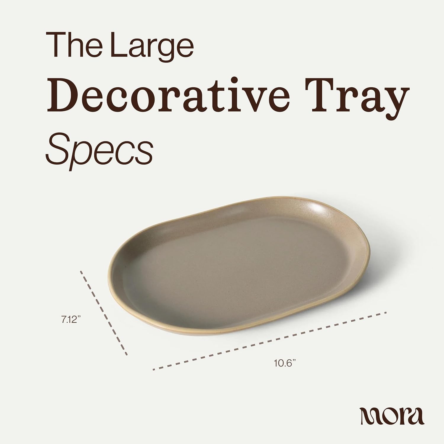 Mora Ceramic Decorative Tray - 10.6in Dish for Jewelry, Soap Dispenser, Perfume, Makeup, Accessories, Candle, in the Bathroom Vanity, Bedside, or Kitchen Counter. Cute Organizers - Dusk image 2