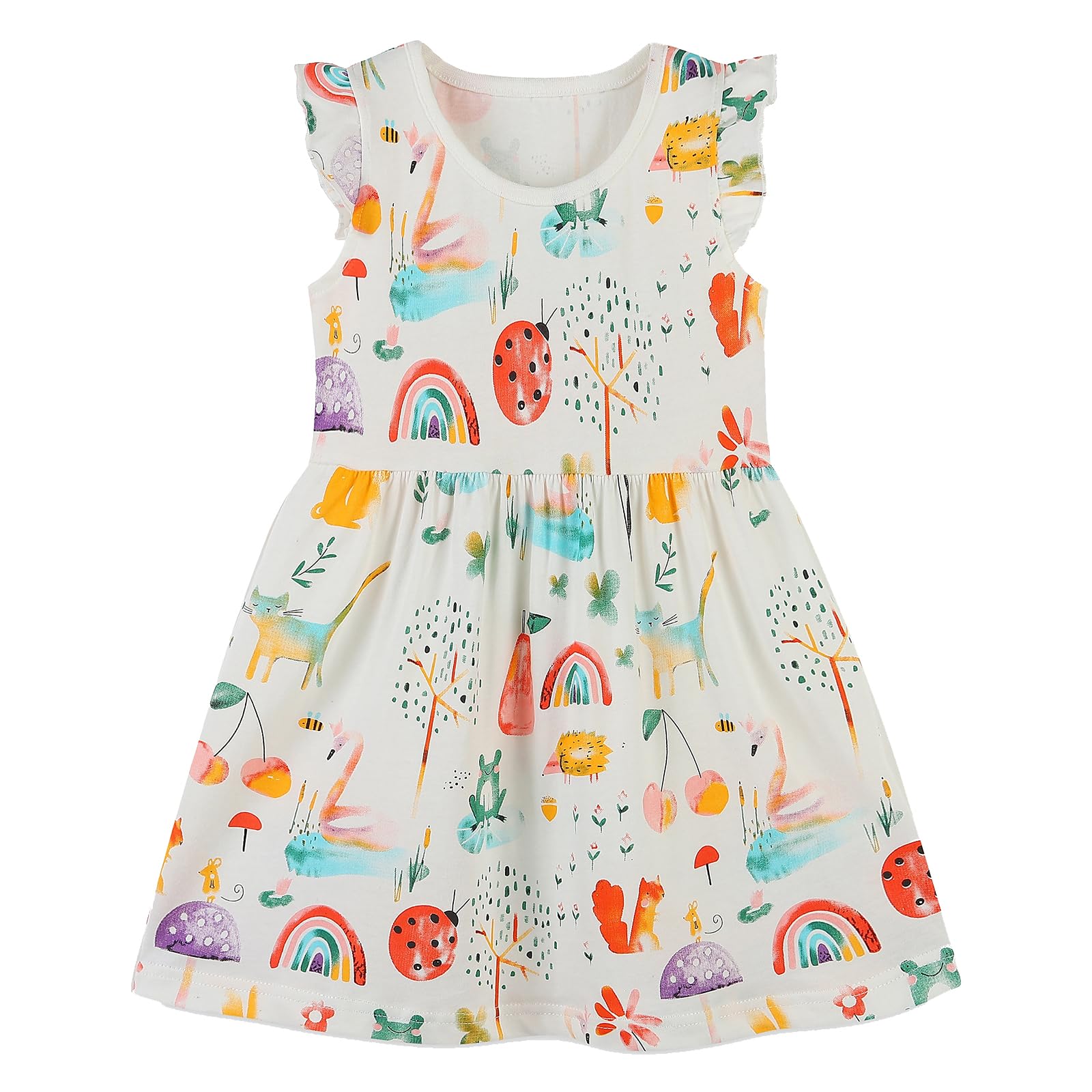 Codkkre Vestido Niña Unicornio Vestidos de niñas de algodón Vestidos de niña Cuello Redondo Vestido Princesa para Fiesta de Verano Talla 2-8 Años